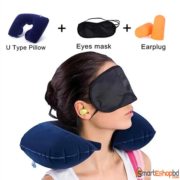 Picture of 3 in 1 Travel Pillow Set - Neck Pillow Sleeping Eye Mask Ear Plug