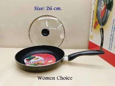 Picture of 26 cm Kiam Aluminum Non-Stick Deep Frying Pan Lid & Long Handle. Non Stick - Multicolor