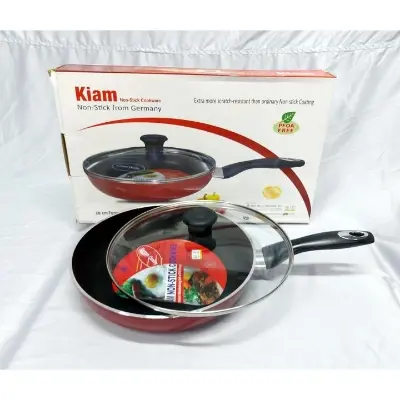 Picture of 26 cm Kiam Aluminum Non-Stick Deep Frying Pan Lid & Long Handle. Non Stick - Multicolor