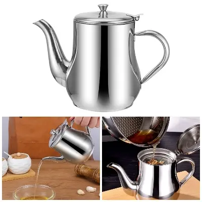 Picture of 24 size Stainless Steel Oil Tank Large Capacity Oil Bottle Kitchen Oil Filter Pot Soy Sauce Vinegar Container Coffee - Silver
