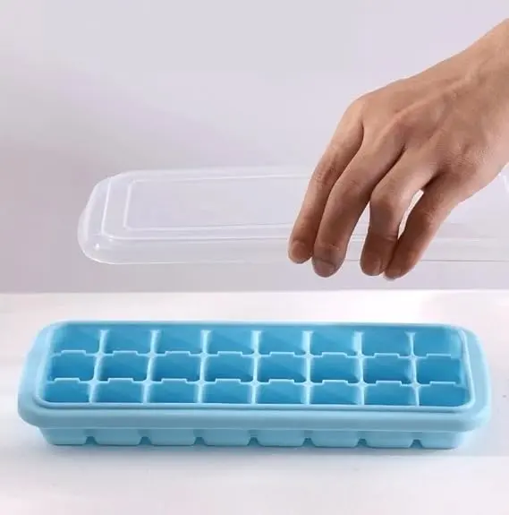 Picture of 24 Cavity Ice Cube Trays, Flexible Silicone Moulds with Lid Cover for Chilling Whiskey Cocktails, Easy Release, Stackable, BPA Free, Multicolor, 1 Pcs - Multicolor