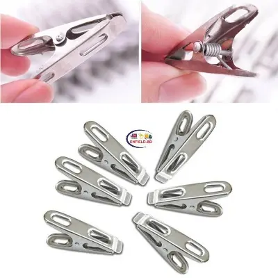 Picture of 20Pcs Clip Hanger Stainless Steel Clothes Drying Hanger Antiskid Windproof Clip Underwear Towel Metal Clip Laundry Sock Hanging - Silver