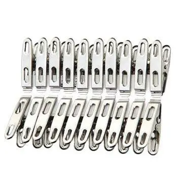 Picture of 20Pcs Clip Hanger Stainless Steel Clothes Drying Hanger Antiskid Windproof Clip Underwear Towel Metal Clip Laundry Sock Hanging - Silver
