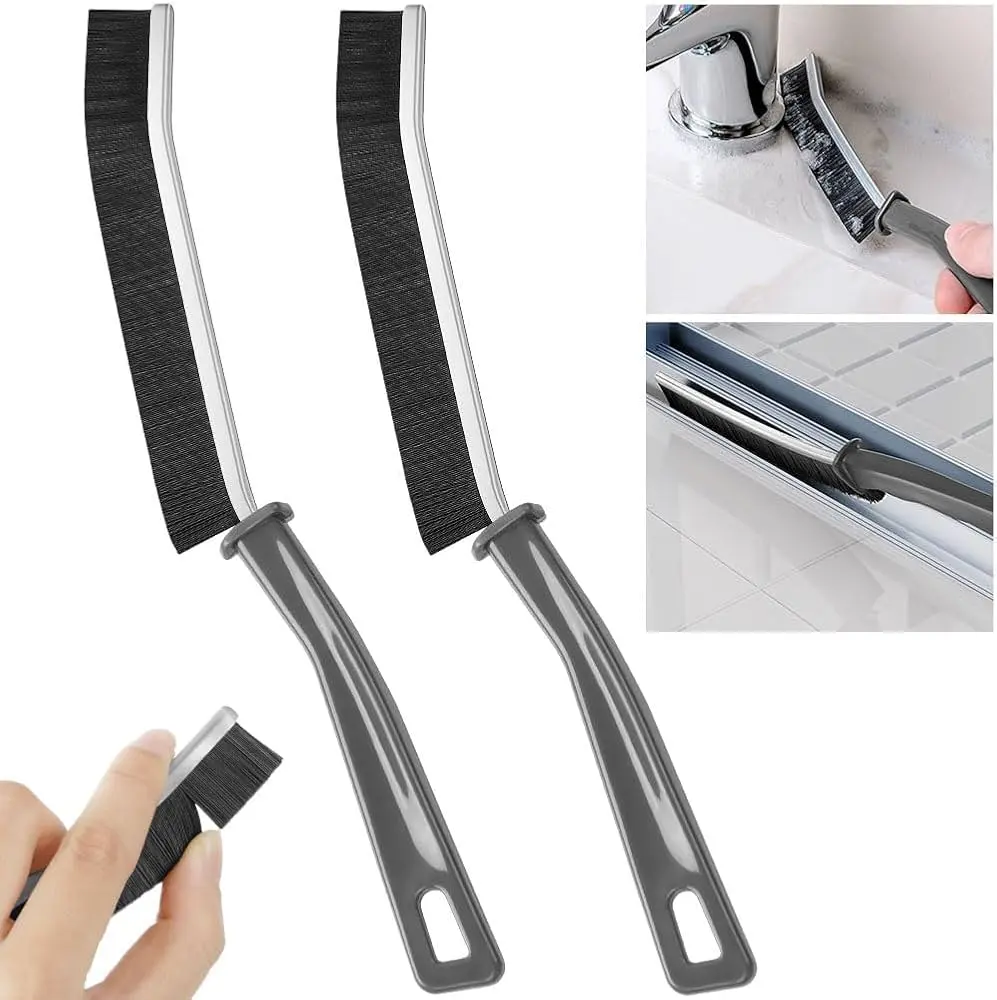 Picture of 2 pcs Hard Bristle Crevice Cleaning Brush - Cleaning Tools for Household Use, Multifunctional Gap Cleaning Supplies for Kitchen, Bathroom, Toilet - Black