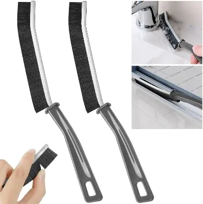 Picture of 2 pcs Hard Bristle Crevice Cleaning Brush - Cleaning Tools for Household Use, Multifunctional Gap Cleaning Supplies for Kitchen, Bathroom, Toilet - Black