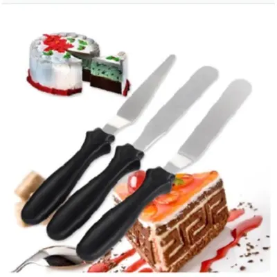 Picture of 2 pcs combo set ngled Icing Spatula Set and 3 Packs Cake Scrapers Smoother, Stainless Steel Offset Spatulas Cake Frosting Spatula Set for Pastry Decorating Tools - Multicolor