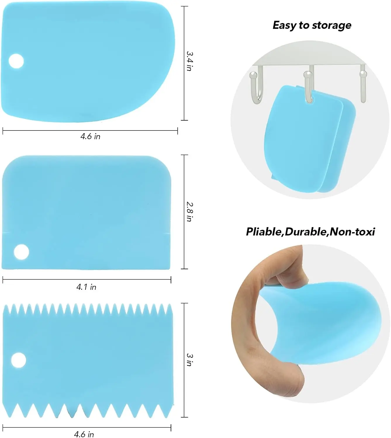 Picture of 2 pcs combo set ngled Icing Spatula Set and 3 Packs Cake Scrapers Smoother, Stainless Steel Offset Spatulas Cake Frosting Spatula Set for Pastry Decorating Tools - Multicolor