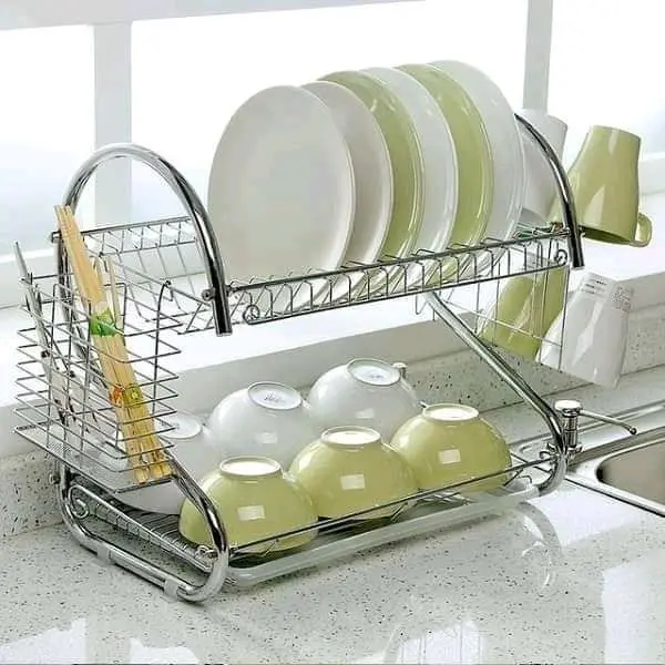 Picture of 2 Layer Kitchen Dish Rack - Silver