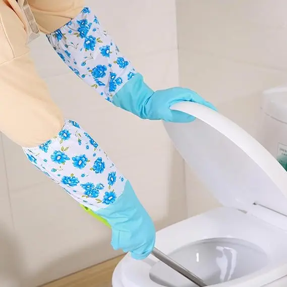 Picture of Cleaning Gloves,Kitchen Dishwashing Glove Waterproof Reuseable Rubber Gloves,Non-Slip Laundry Kitchen Gardening Waterproo - Multicolor