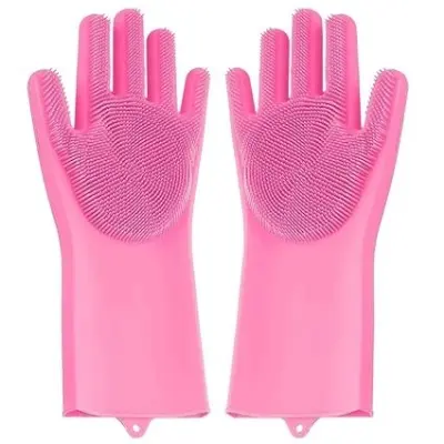 Picture of Silicon Dish Washing Kitchen Hand Gloves - 1Pair (Any Color) - Multicolor