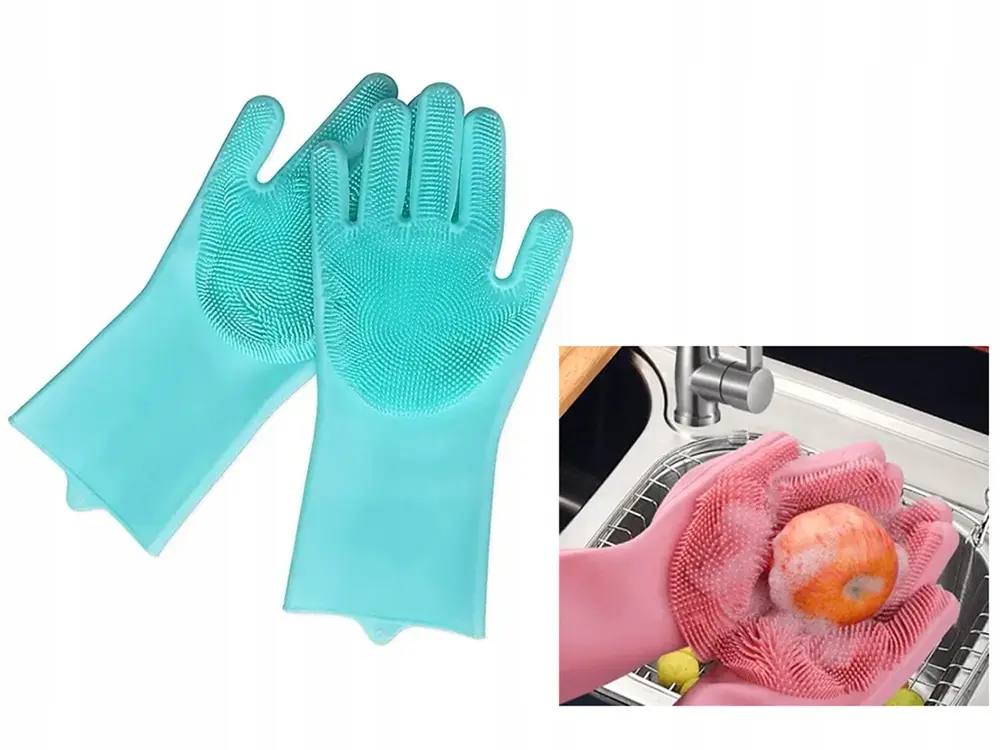 Picture of Silicon Dish Washing Kitchen Hand Gloves - 1Pair (Any Color) - Multicolor