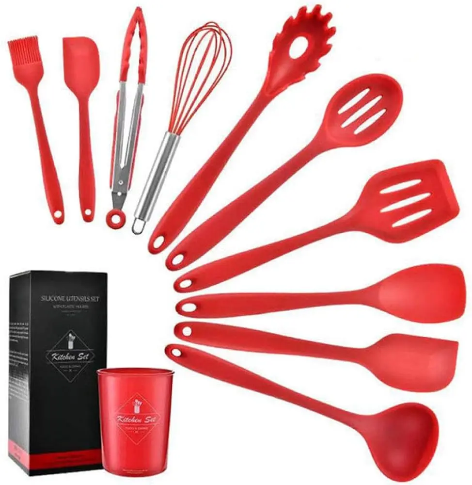 Picture of 12pcs Wooden Silicone Kitchen Utensil Nonstick - Multicolor