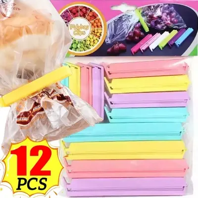 Picture of 12 Pcs Food Snack Package Bag Sealing Clips – Plastic Clips - Multicolor