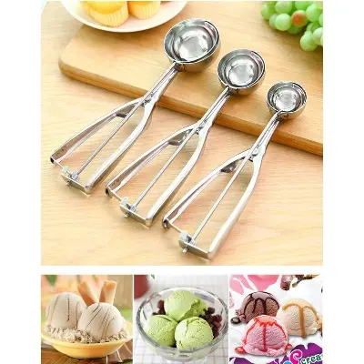 Picture of 1 pcs manual stainless steel ice cream scoop spoon - Silver