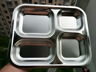 Picture of 1 Pcs Compartment Stainless Steel Cafeteria Tray - Silver