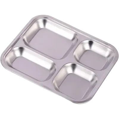 Picture of 1 Pcs Compartment Stainless Steel Cafeteria Tray - Silver