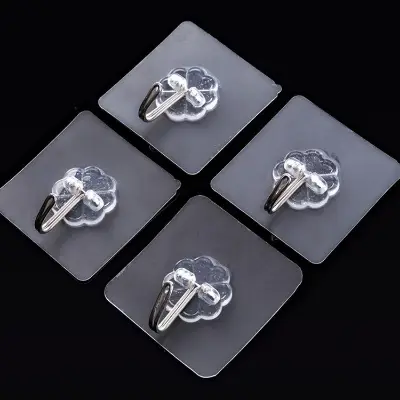 Picture of 10 Piece Hanger Hook For Bathroom Transparent Strong Self Adhesive  Wall Hanger Hooks - Antique White