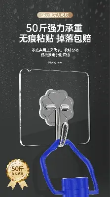 Picture of 10 Piece Hanger Hook For Bathroom Transparent Strong Self Adhesive  Wall Hanger Hooks - Antique White