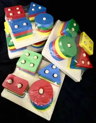 Picture of Wooden Stacking Toys & Shape Sorting Board - Geometric Shape Stacker