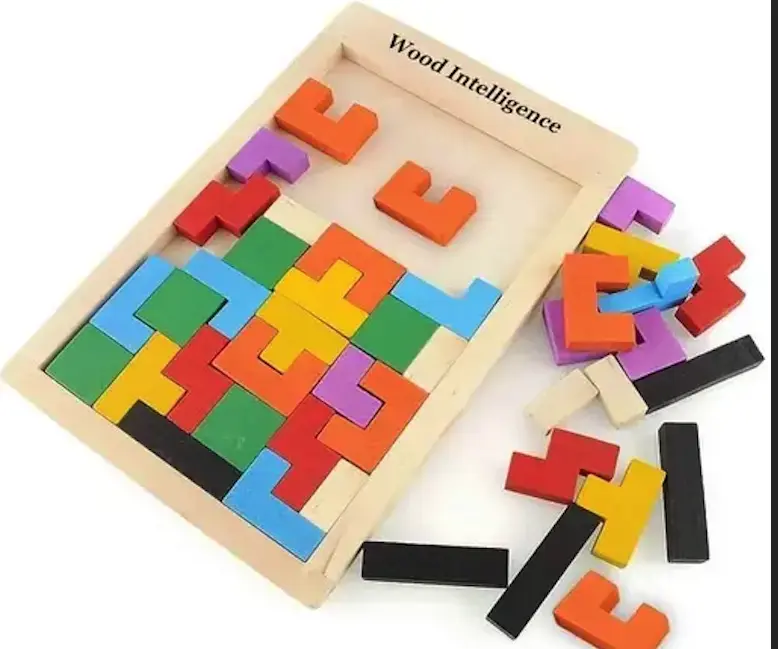 Picture of Wooden Puzzle Toys-Intellectual Educational Toys for Kids-Entertain with Children's Colorful Gigso Board - Multicolor