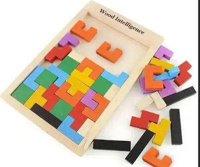 Picture of Wooden Puzzle Toys-Intellectual Educational Toys for Kids-Entertain with Children's Colorful Gigso Board - Multicolor