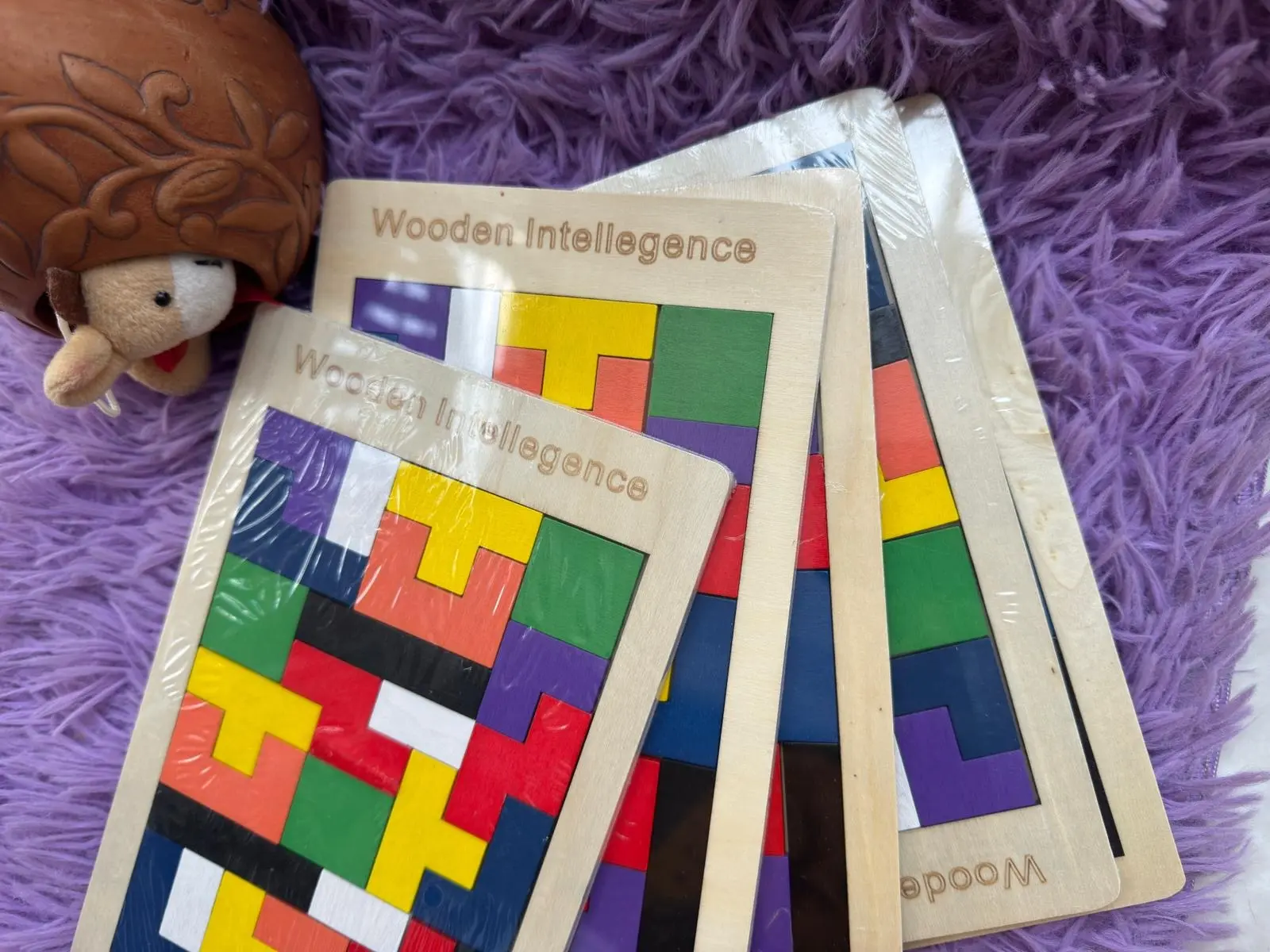 Picture of Wooden Puzzle Toys-Intellectual Educational Toys for Kids-Entertain with Children's Colorful Gigso Board - Multicolor