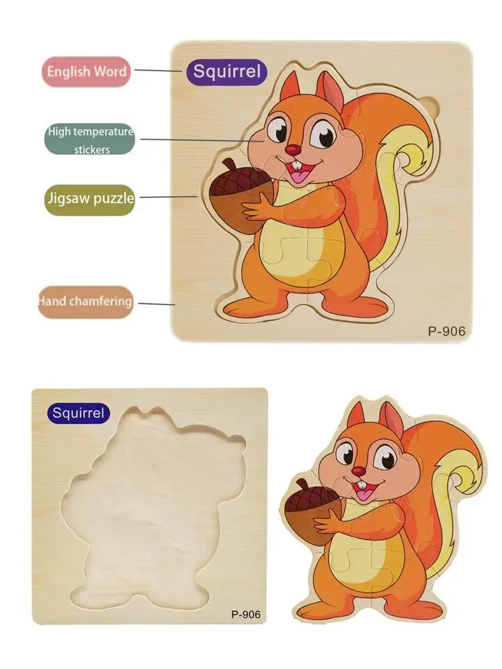 Picture of Puzzle Toy For Kids-3D Jigsaw Puzzle Educational Toy For Children- Cartoon Animal Vehicle Intelligence Puzzles - Multicolor