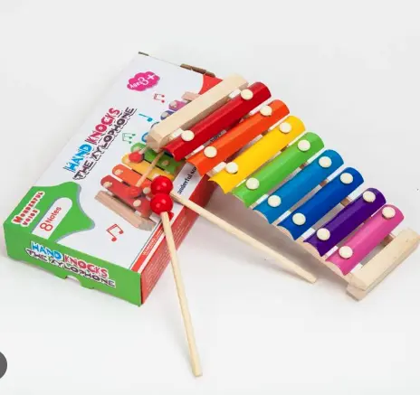 Picture of Xylophone for kids -Wooden 8 Tones Multicolor Xylophone Wood Musical Instrument Toys For Baby Kids - Multicolor