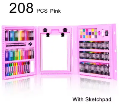 Picture of 208 Pcs Drawing Art Set Painting Drawing Supplies 208 Pcs For Kids-High Quality - Pink