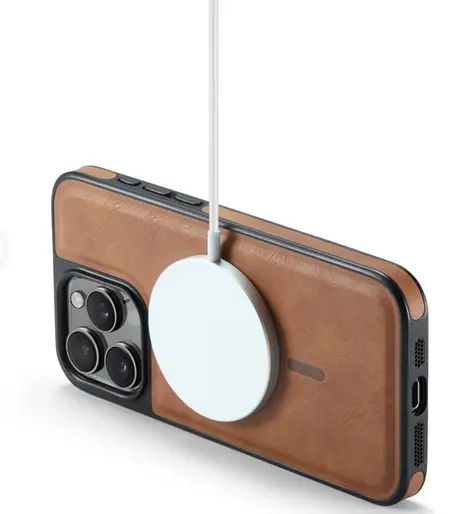Picture of iPhone 16 Pro Max magnetic PU leather phone cover - Brown