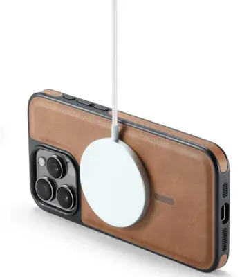 Picture of iPhone 16 Pro Max magnetic PU leather phone cover - Brown