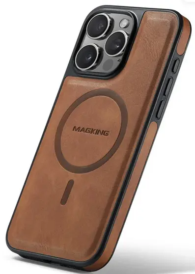 Picture of iPhone 16 Pro Max magnetic PU leather phone cover - Brown