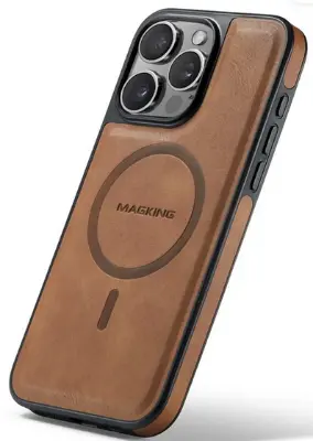 Picture of iPhone 16 Pro Max magnetic PU leather phone cover - Brown