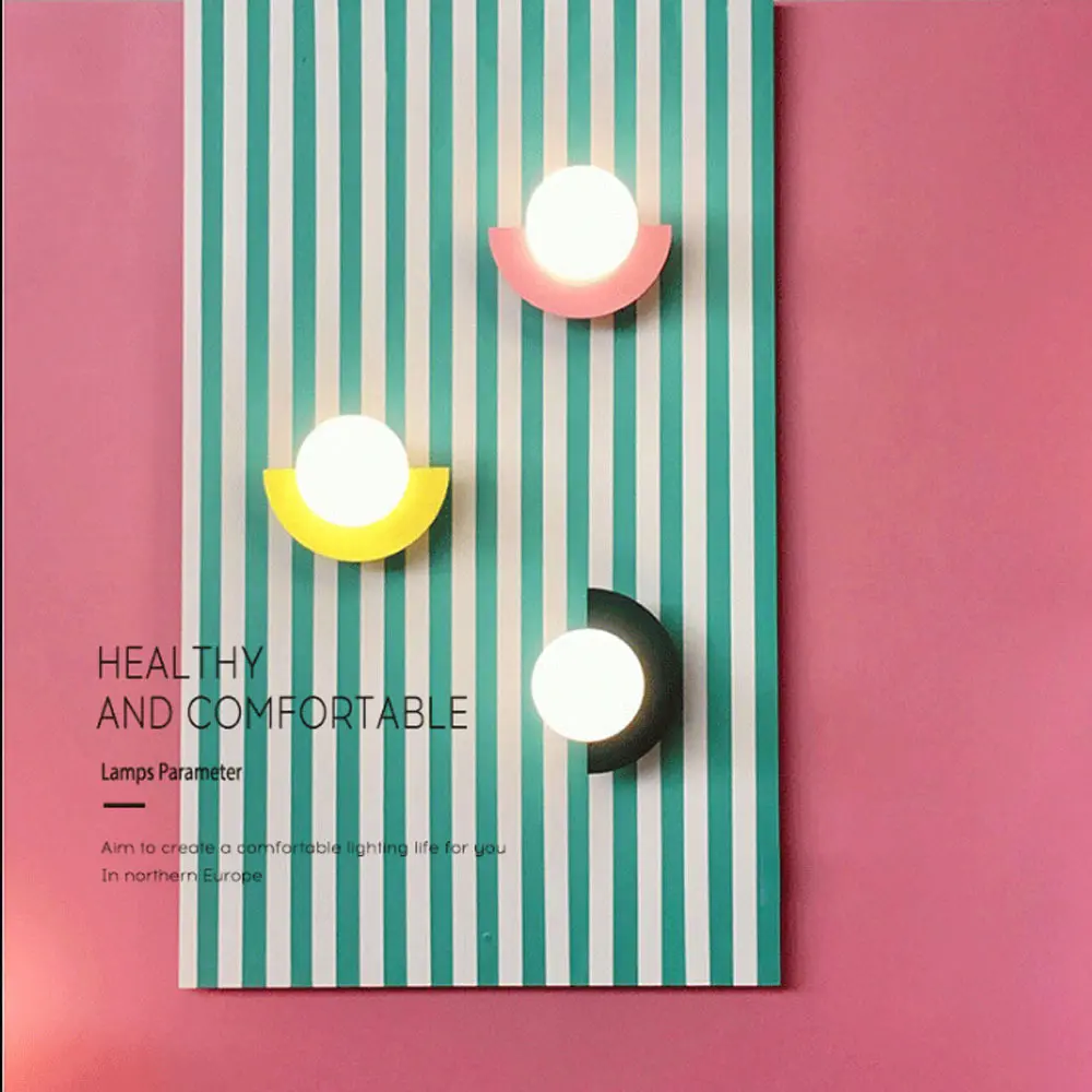 Picture of Modern Simple Colorful Wall Lamp Macaron Kidsren's Room  Living Room Background Wall Led Lamps