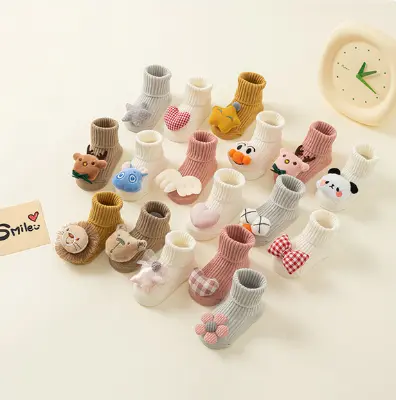 Picture of Kids Socks-Anti Slip Sock for 0-3 Years Children, Kid's Non-Slip Socks Animal Element pattren Winter Baby Cartoon Trendy  Socks.