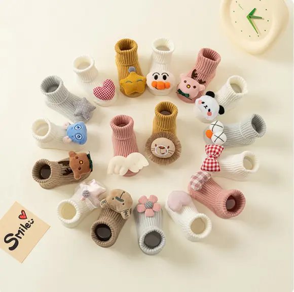 Picture of Kids Socks-Anti Slip Sock for 0-3 Years Children, Kid's Non-Slip Socks Animal Element pattren Winter Baby Cartoon Trendy  Socks.