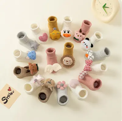 Picture of Kids Socks-Anti Slip Sock for 0-3 Years Children, Kid's Non-Slip Socks Animal Element pattren Winter Baby Cartoon Trendy  Socks.