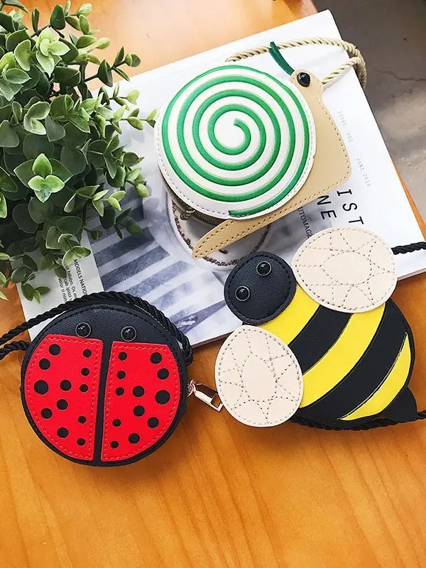 Picture of Girls Trendy Insect & Bug Crossbody Sling Bag | Ladybug, Bumblebee,  Mini PU Leather Coin Purse for Kids