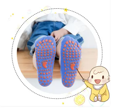 Picture of 1 Pair Baby Floor Trampoline Socks Cute Indoor Children's Anti-Slip Silicone Socks Boy Girls Early Learning Step Children's Floor Socks for 2-3 Years Baby