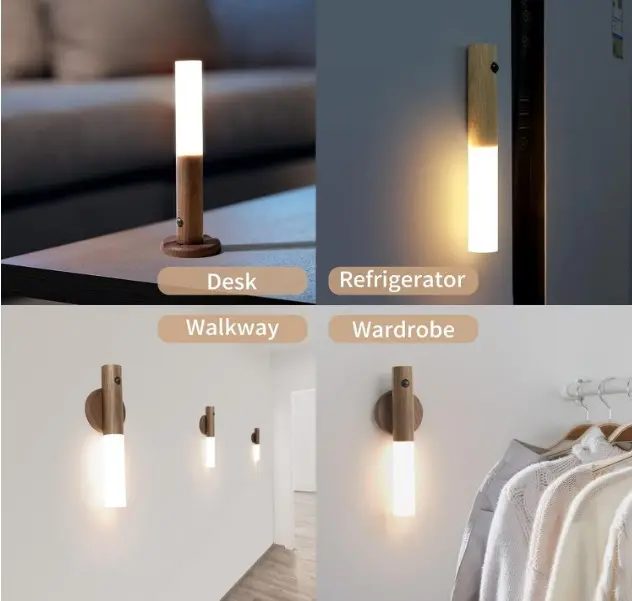 Picture of Rechargeable Indoor Motion Sensor led Night Light - Walnut Acrylic