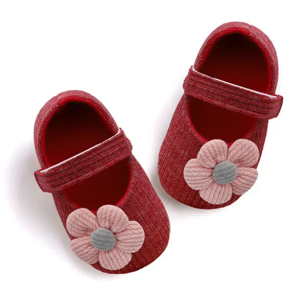 Picture of Cute girls Cotton Yarn Flower Button 10-13 Months Casual Dress Party Toddler Baby Girl Shoes