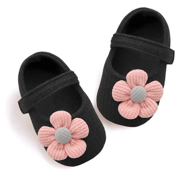 Picture of Cute girls Cotton Yarn Flower Button 10-13 Months Casual Dress Party Toddler Baby Girl Shoes