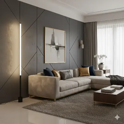 Picture of Atmosphere Lamp Floor Lamp Led Living Room Bedroom Vertical Bedside Lamp Wall Corner Floor Desk Lamp - Black