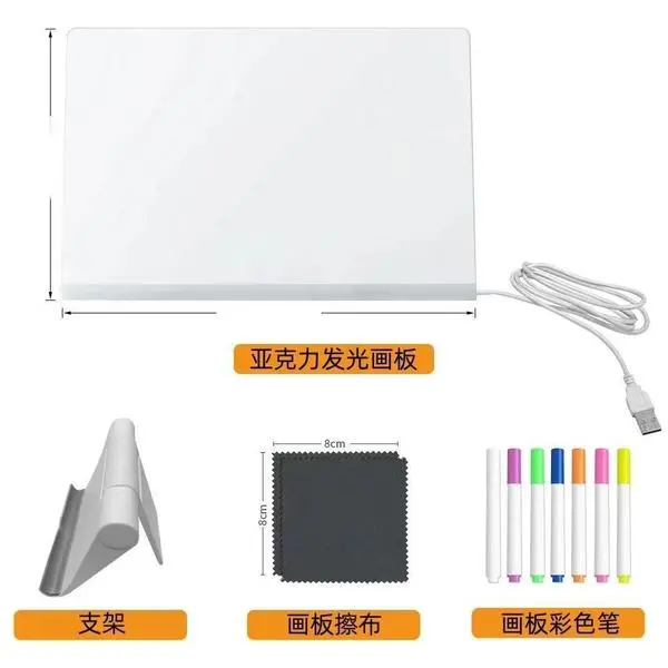 Picture of LED Note Board, Glowing Acrylic Message Marker Board with Light, Board Note Illuminated White Board (7.9 X 7.9In) Easy to Use - family color