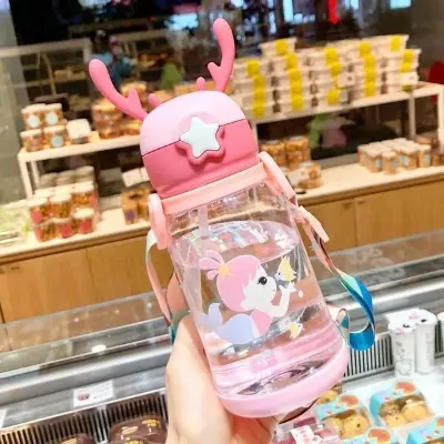Picture of Cute Cartoon Kids Water Bottle with Straw | Leak Proof | Portable | BPA Free