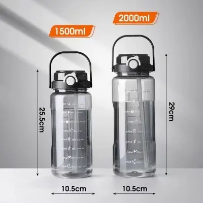 Picture of Portable Large Capacity Water Bottles Fitness Water Jug With Time Marker - Black 1.5L