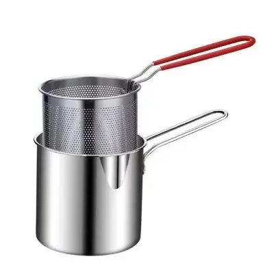 Picture of 2 in 1 deep frying pot for Kitchenware - Deep Fryer, Portable Stock Pot | Multipurpose Cooking Pot, Multifunctional Frying Pan with Strainer Basket, Deep Fryer Set, Drip Drainer - 304 steel