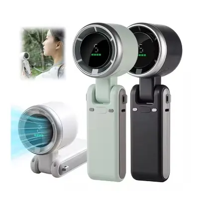 Picture of Turbo Fan Handheld Rechargeable Fan Multicolor Portable Mini Hand Fan USB Rechargeable Foldable Hanging Neck Fan 3600mAh USB Mini Portable Small Turbo Fan