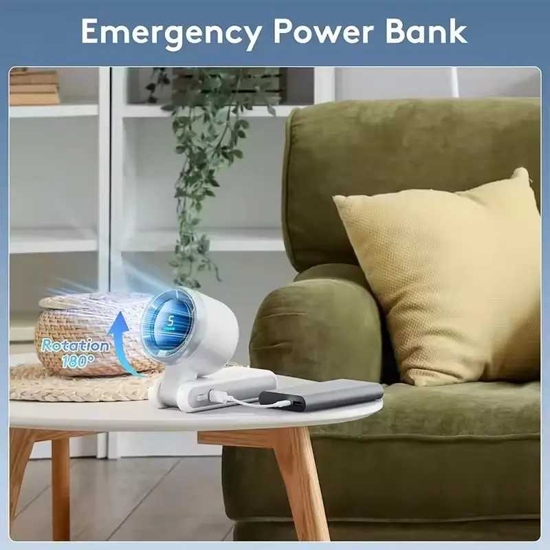 Picture of Turbo Fan Handheld Rechargeable Fan Multicolor Portable Mini Hand Fan USB Rechargeable Foldable Hanging Neck Fan 3600mAh USB Mini Portable Small Turbo Fan