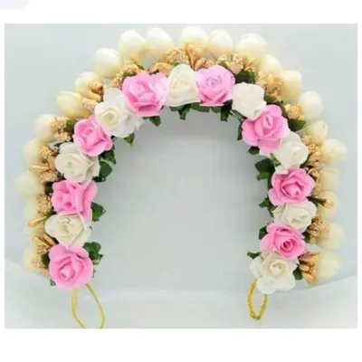Picture of Artificial Flower White Gajra Bridal/ Non bridal - Multicolor